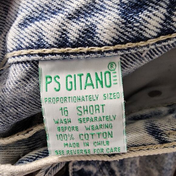Vtg 80s Gitano Acid Stone Wash Mom Jeans Size 16 Short 28" High Waist Tapered - Picture 16 of 16
